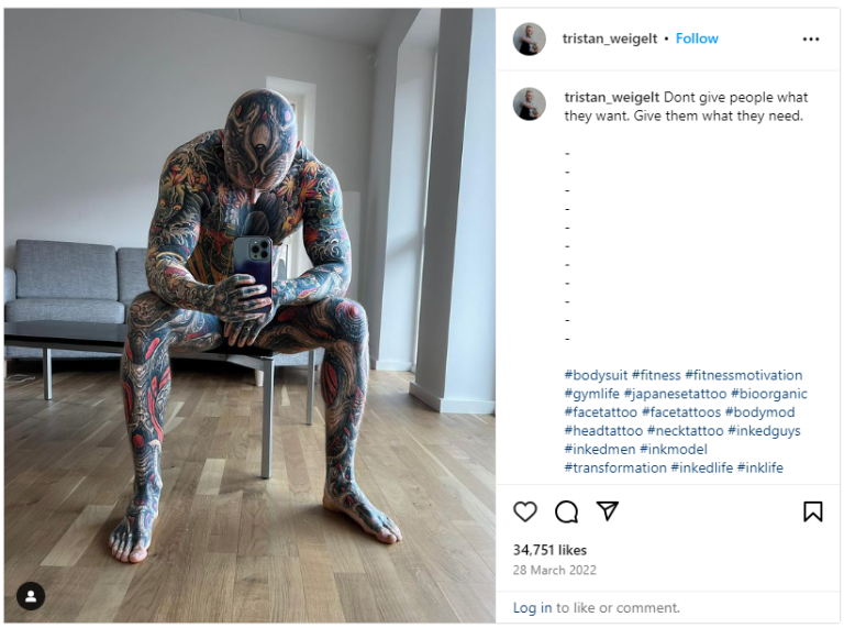 Tattoo addict inks 95 percent of his body, reveals what he looked like just 5 years ago