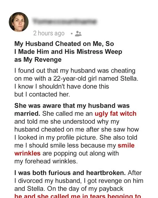 My Husband Cheated on Me, So I Made Him and His Mistress Weep as My Revenge