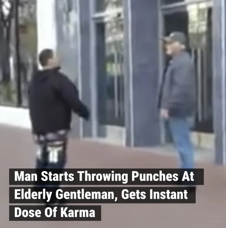 Man Starts Throwing Punches At Elderly Gentleman, Gets Instant Dose Of Karma