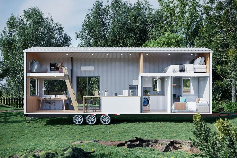 32ft King Ash Tiny House Features Three Bedrooms, Two Workspaces
