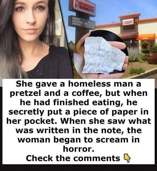 This woman chose to offer a pretzel and a coffee to a homeless man