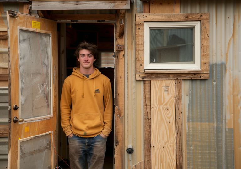 A student builds a 14-square-meter house to get rid of debts, but when he sees it from the inside, he is speechless