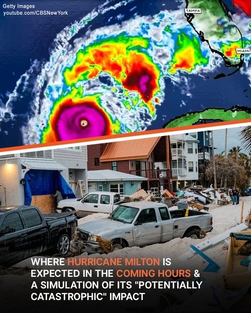 Hurricane Milton: A Simulation Illustrating the Potential Catastrophic Impact and Expected Locations in the Coming Hours