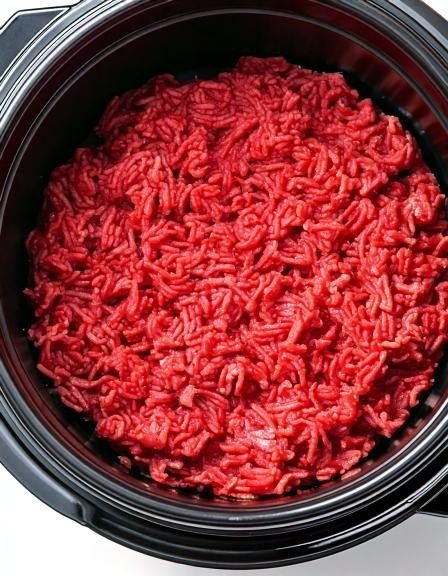 Put raw ground beef in a slow cooker with these 4 ingredients