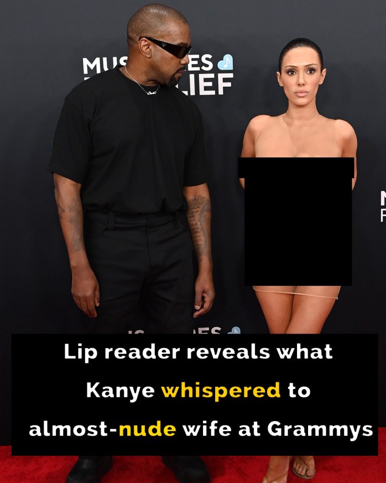 Lip reader decodes what Kanye said to almost-nude wife at Grammys