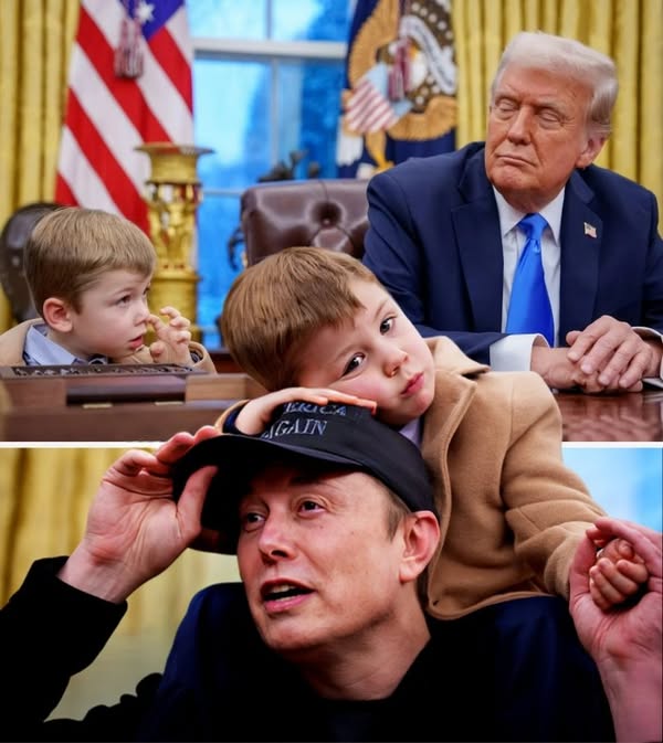 Elon Musk’s cute son X steals show in Oval Office with President Trump… but mum Grimes was not happy