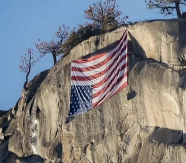 Why an upside-down American flag was hung in Yosemite National Park