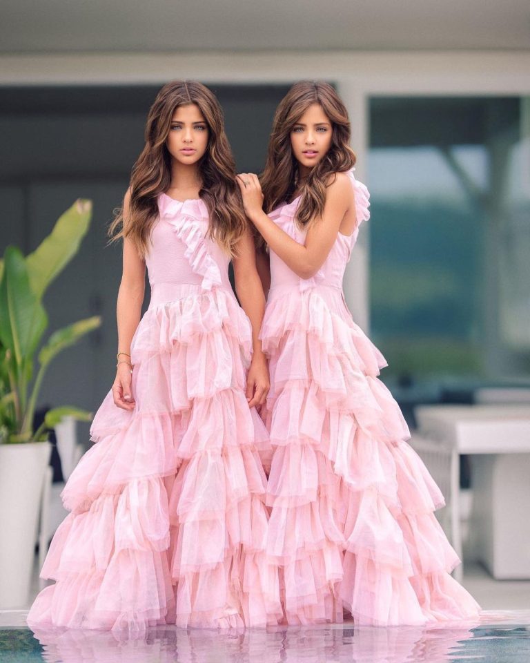 The pair of “most beautiful twins in the world” show off their 13-year-old beauty