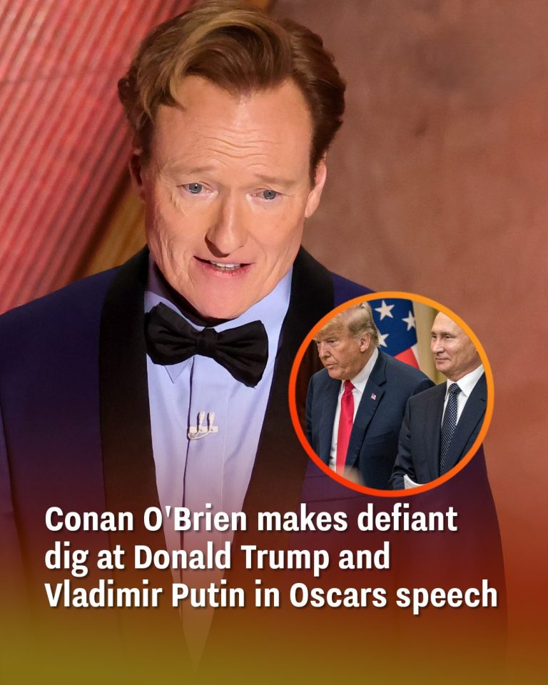 Conan O’Brien makes defiant dig at Donald Trump and Vladimir Putin in Oscars speech