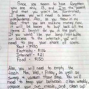 A note that a mother left on her “disrespectful” son’s door is now going viral.