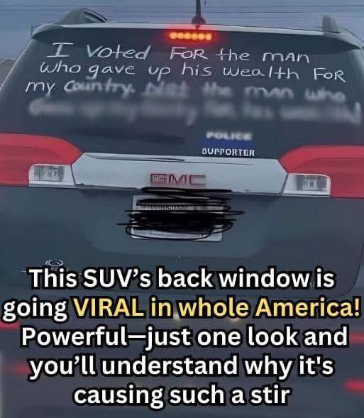This SUV’s Back Window Message Sparks Powerful Reactions! “
