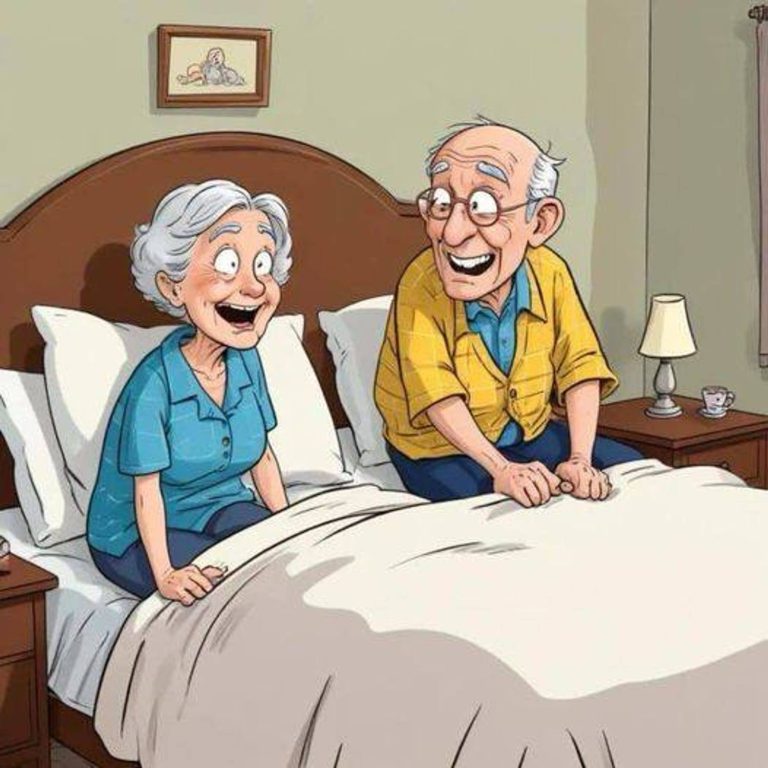 An elderly couple had just crawled into bed when the old man let.